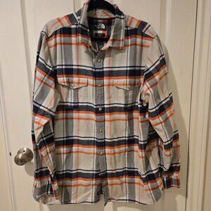 The North Face Plaid Button Down Shirt Tan Orange Black XXL